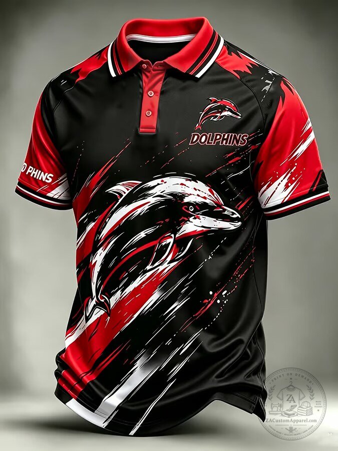 Miami Dolphins Rugby Style Polo Shirt for Men 3 Miami Dolphins Rugby Style Polo Shirt for Men