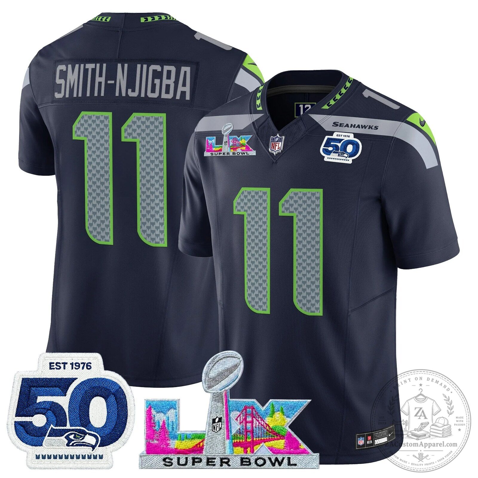 Super Bowl LVIII Seattle Seahawks Darnold Number 14 Football Jersey 42 Super Bowl LVIII Seattle Seahawks Darnold Number 14 Football Jersey